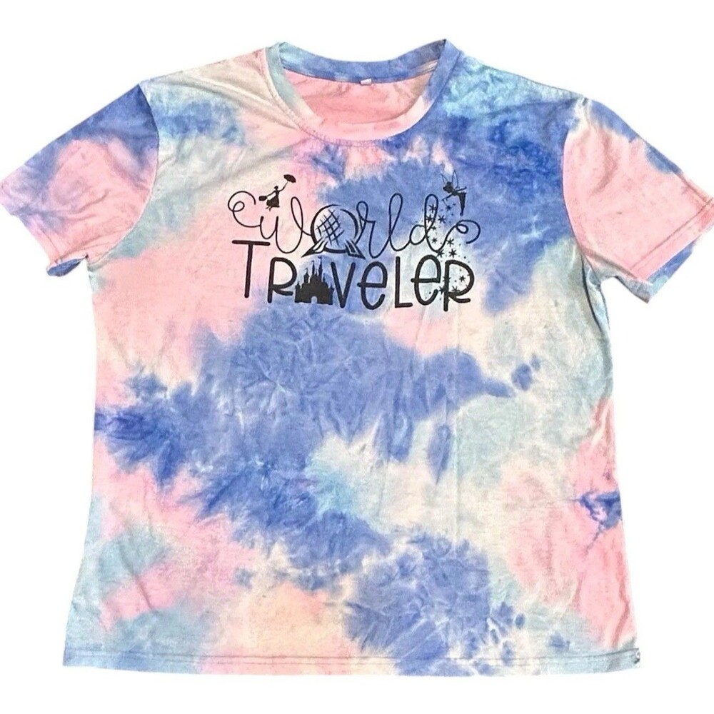 Disney World Traveler Adult Size XL Short Sleeve Tie Dye T-Shirt